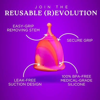 La Cup & Menstrual Disc Pack | Premium Medical Grade Silicone Designs - Menstrual Cups & Disc (Disc Requires No Suction) Fuzzy Peach (Size A)