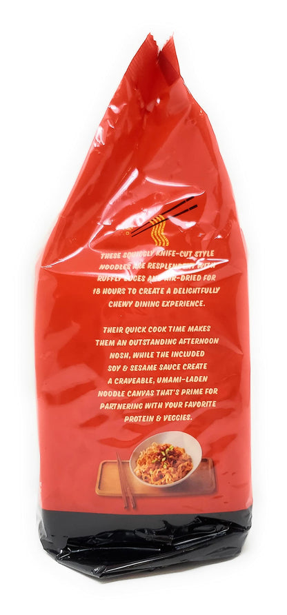 Trader Joe’s Squiggly Knife Cut Noodles with Soy & Sesame Sauce (4 Individual Packs Per Package) Net Wt. 13.4 Oz (380g) - Pack of 1