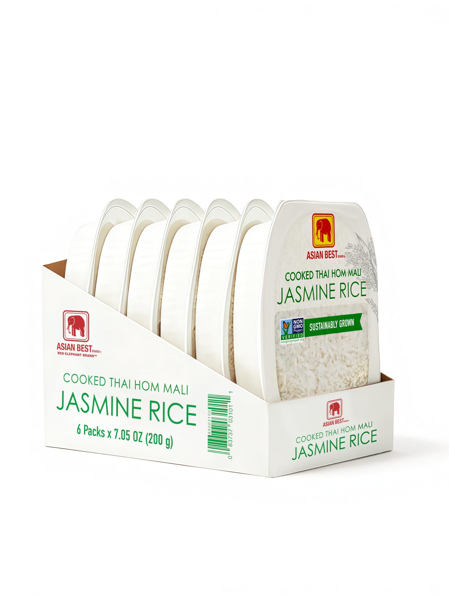 Asian Best Ready to Eat Cooked Thai Hom Mali Jasmine Rice, 12 Packs x 200g