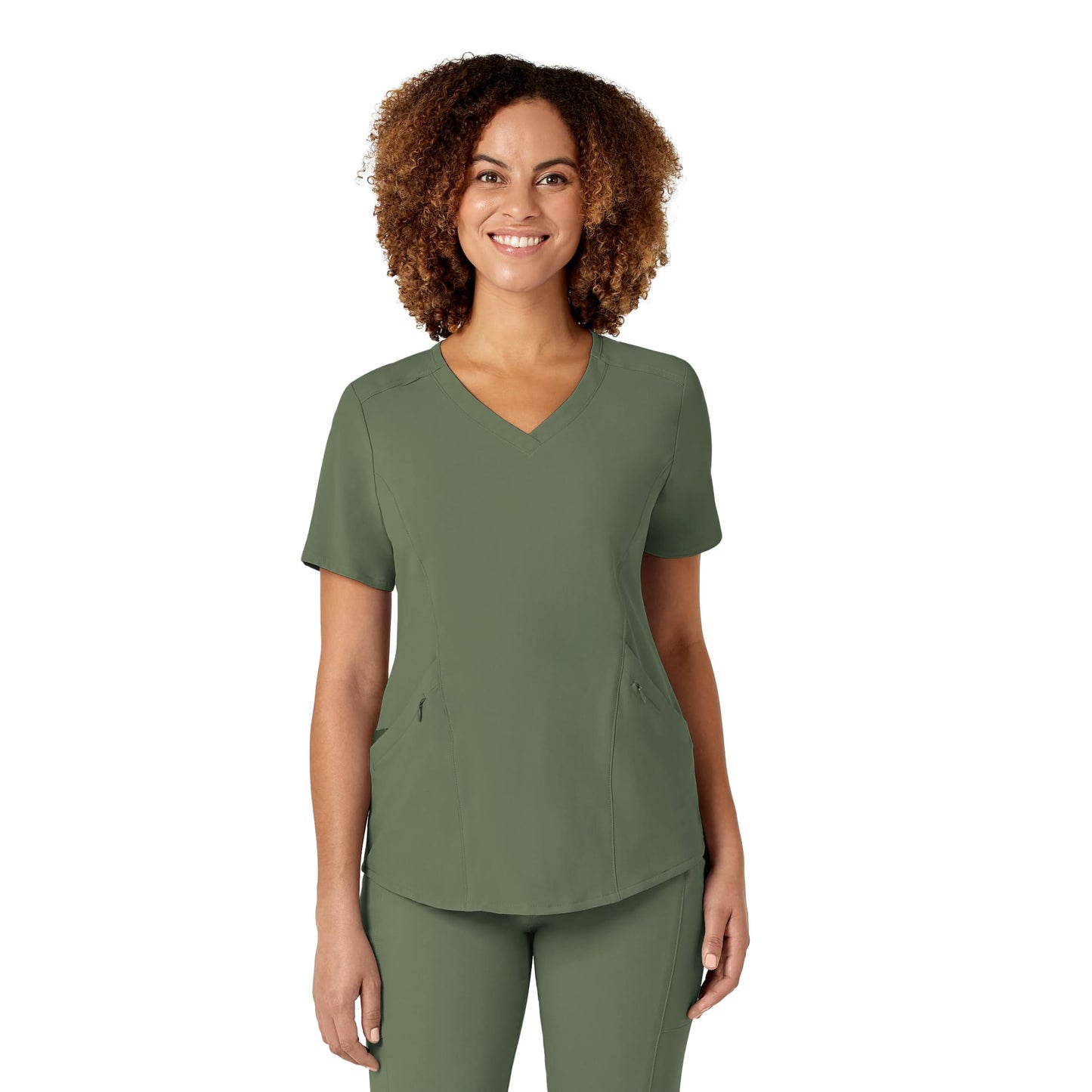 WonderWink Renew Women's V-Neck Scrub Top, Olive, XL