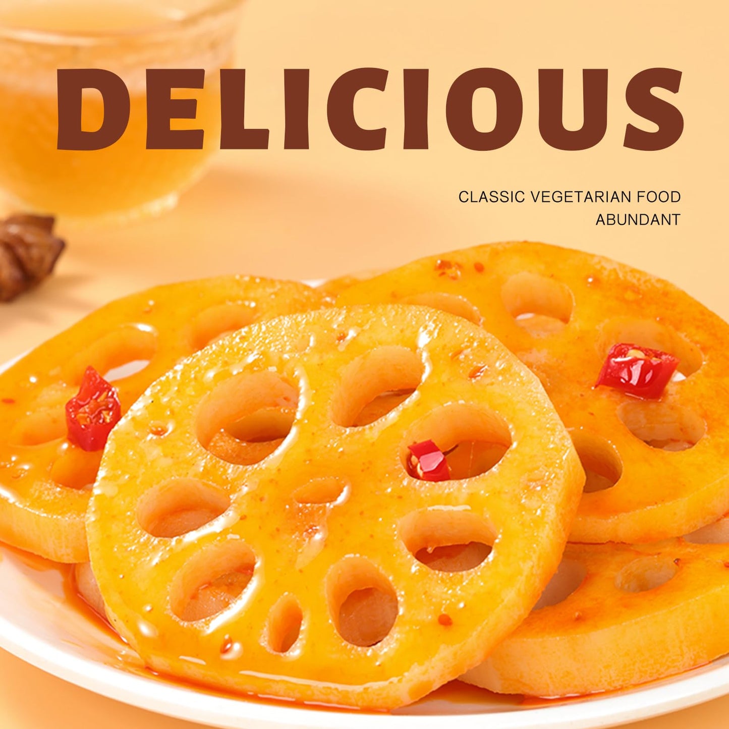 Spicy Lotus Root Slices, Instant Pickles, Waxed Vegetables, Spicy Strips, Casual Food, Tasty Side Dishes, Seasoned Dishes Instant Pouches, Spicy Vegetables, (20 Pouches)