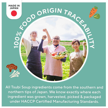 Tsubi Soup Freeze-Dried Japanese Miso Soup Packets - Instant, Vegan, Easy Mix, Gluten & MSG-Free, and Flavorful - Ready in Seconds -Made in Japan - Red Miso (Spicy Mushroom) - 4 Packs
