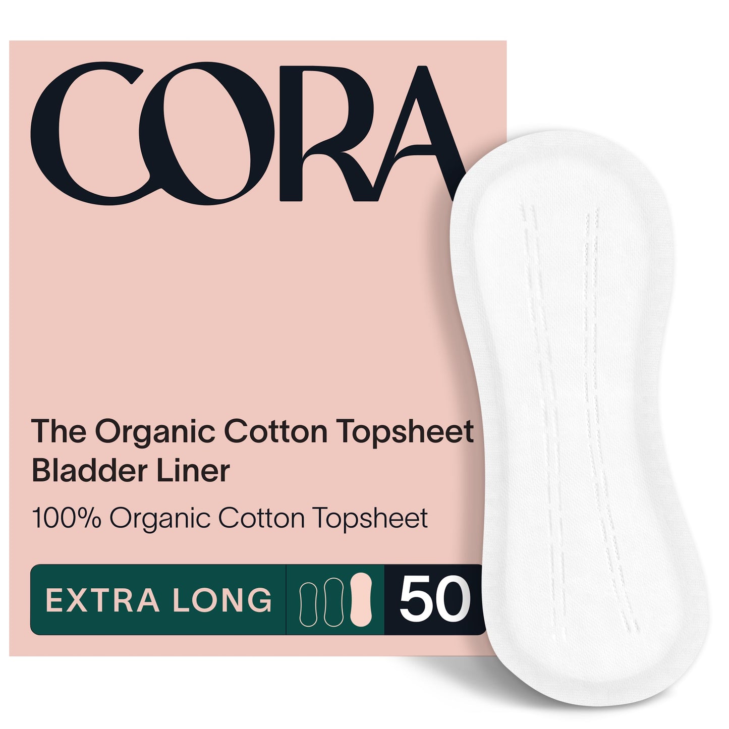 Cora Organic Feminine Care | 50 Extra Long Bladder Liners (Incontinence & Postpartum Pads) and 36S/S+ Non-Applicator Tampon Pack | Ultra-Absorbent, Unscented, Natural, Non-Toxic | Bundle Pack