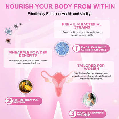 Vaginal Probiotics for Women,Ph Balance for Women,Feminine Balance Gummies,Womens Probiotic Vaginal Vitamins Supplement,Improve Immune,Promote Vaginal Health - 60 Pineapple Gummies