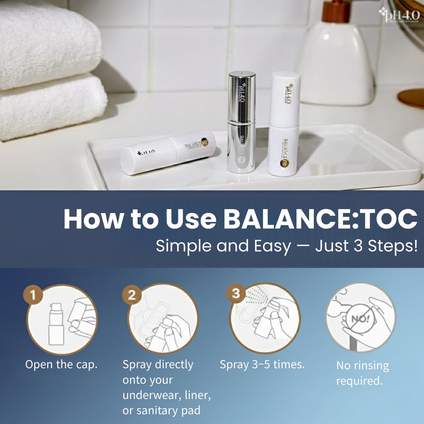 BalanceToc Feminine Probiotic Powder Spray – Gold Edition – Direct Probiotic Y-Zone Care, Odor Control & pH Balance Support, 6.5g(0.23oz) On-the-Go Feminine Freshness