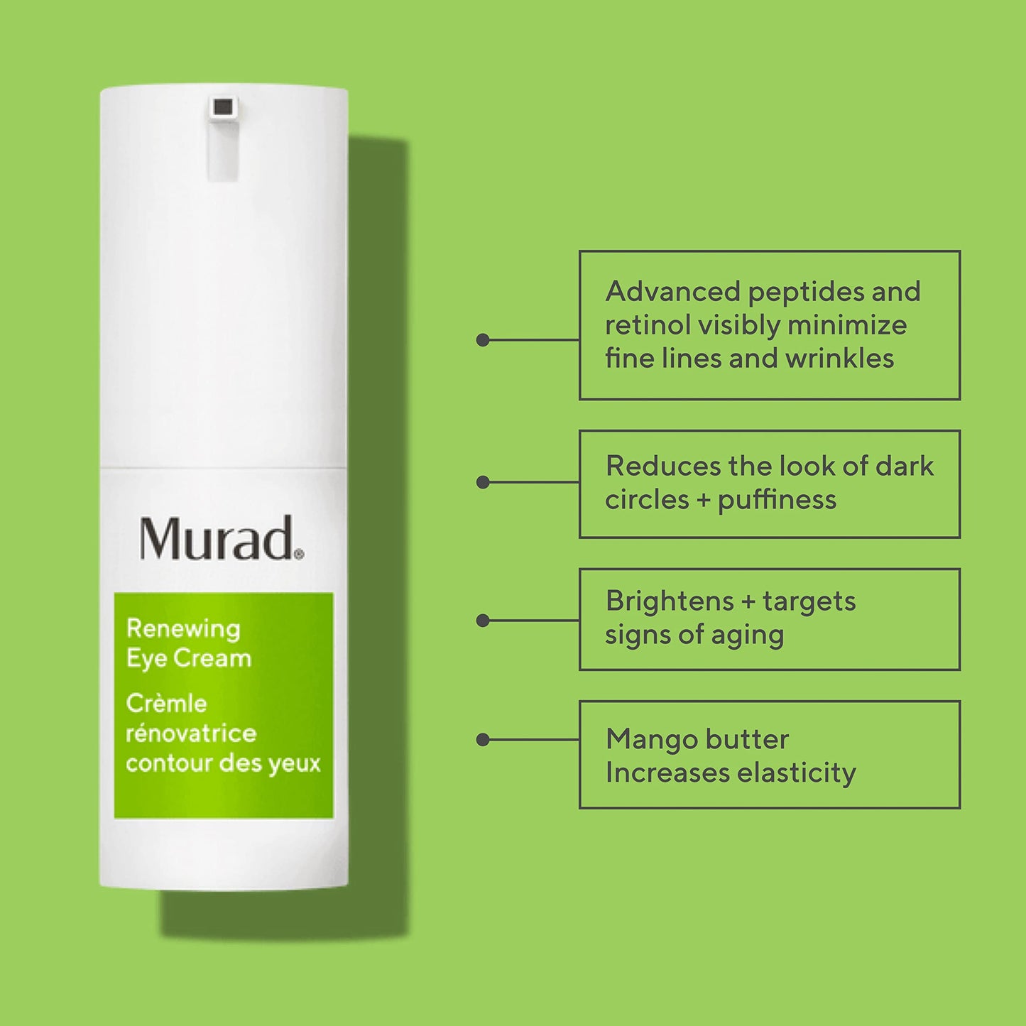 Murad Renewing Eye Cream – Nourishing Retinol & Peptide Formula with Mango Butter & Eye Brightening Complex for Firming, Dark Circle Reduction, Minimizing Wrinkles & Skin Resurgence – 0.5 Fl Oz