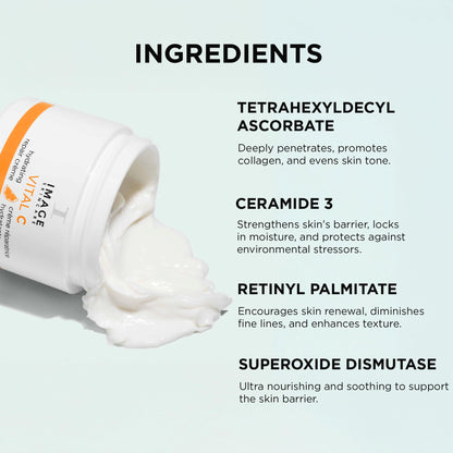 IMAGE Skincare, VITAL C Hydrating Repair Crème, Face Night Cream Moisturizer with Hyaluronic Acid, for Dry Skin, Full-Size, 2 fl oz