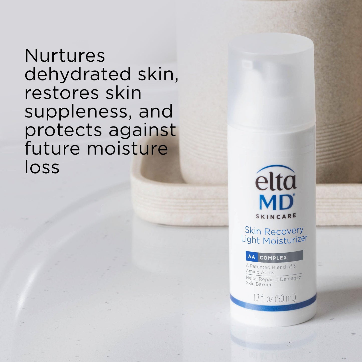 EltaMD Skin Recovery Light Face Moisturizer for Dry Skin, Oil Free Moisturizer for Face and Acne Prone Skin Care, 1.7 oz Pump