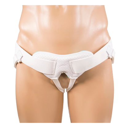 OTC Medical Hernia Belt for Single or Double Hernia, Non Abrasive Truss for Inguinal or Scrotal Hernia Support, White, Medium