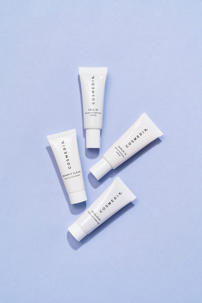 COSMEDIX Age-Defying Starter Kit Facial Skin Care Set - Includes Face Cleanser, Nutritive & Renewal Face Serum & Emulsion Intense Hydrator - Gentle Skincare for Fine Lines, Wrinkles & Dark Spots