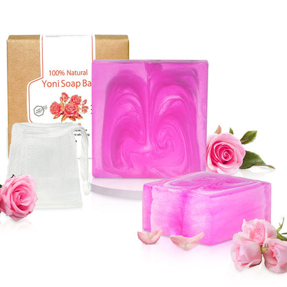 Yoni Soap Bars PCS Of 2, Ph Balance for Women Yoni Wash Vaginial Deodorants, Organic , Handmade Vagina Soap Natural Feminine Wash, Vaginal Care Soap with Bubble Net 3.53 oz