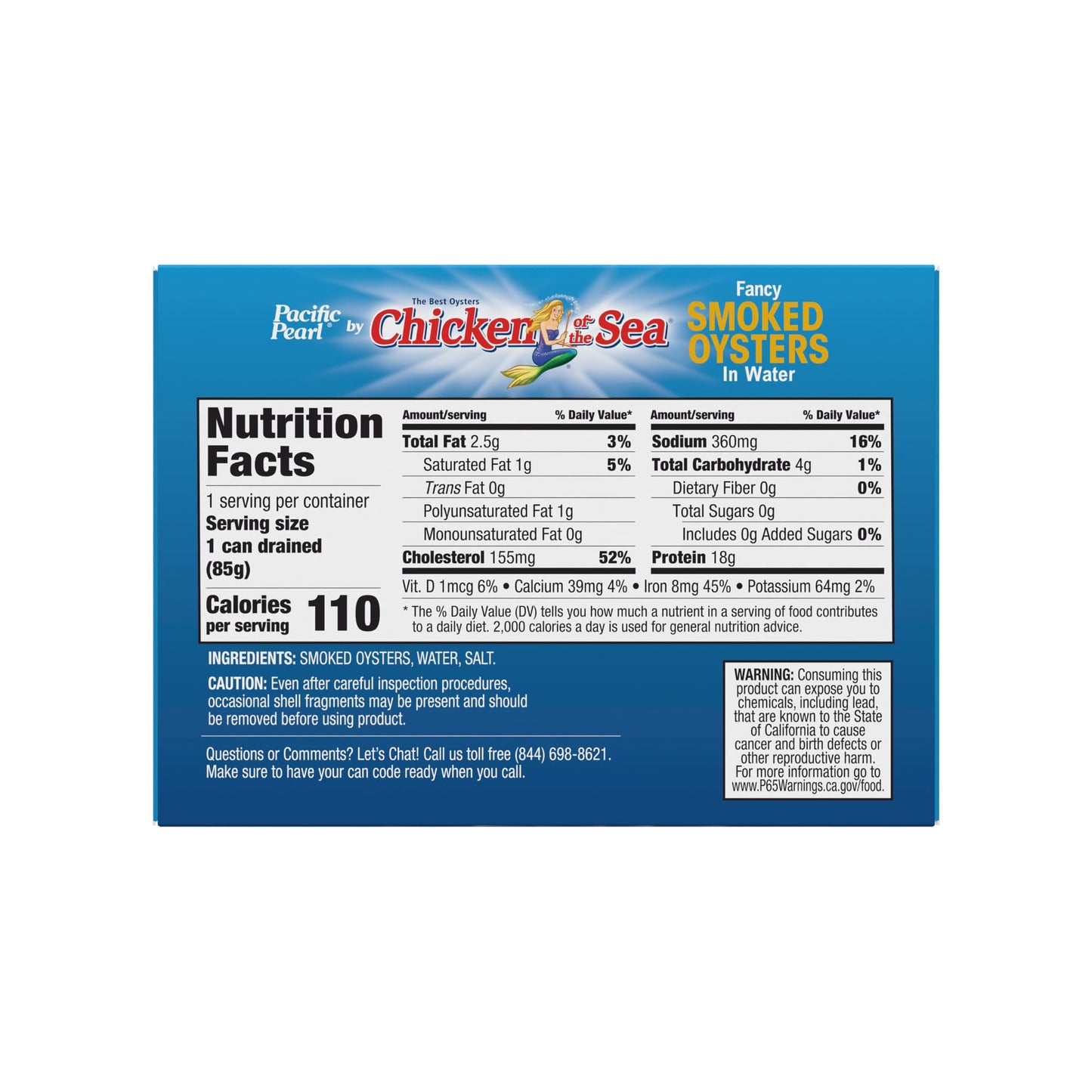Pacific Pearl Fancy Smoked Oysters in Water 3.75 oz (Pack of 12)