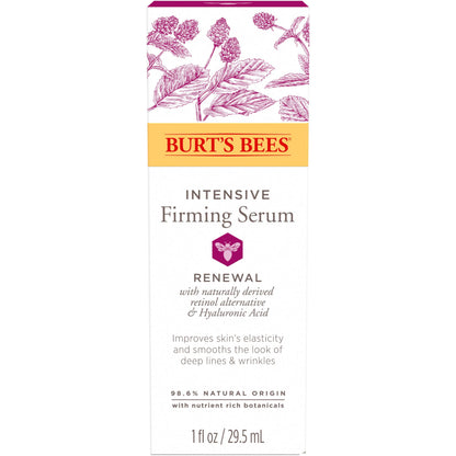 Burt's Bees Renewal Intensive Firming Serum With Natural Retinol Alternative and Hyaluronic Acid, Powerful Natural Anti-Aging Ingredients, 98.6 Percent Natural Origin Skin Care, 1 fl. oz. Bottle