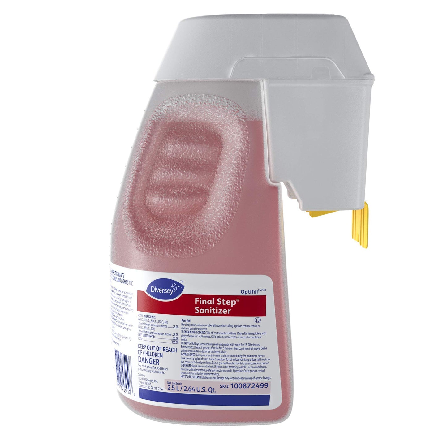 Diversey 101105267 Final Step Sanitizer, No Rinse Food Contact Sanitizer for Dishes, Utensils & Equipment, Unscented, Concentrate Optifill, 2.5-Liters