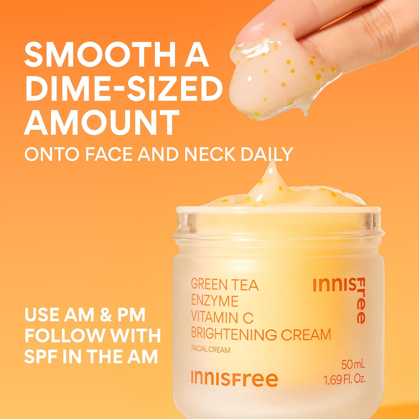 innisfree Green Tea Enzyme Vitamin C Brightening Cream, Korean Face Moisturizer for Dark Spots, Hydration & Radiant Skin