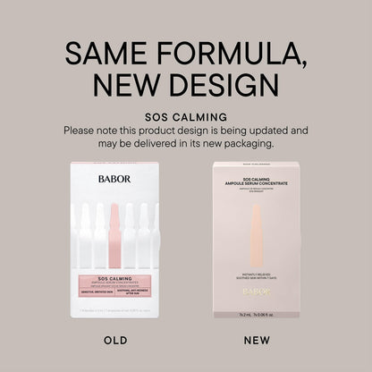 BABOR SOS Calming Ampoule Serum Concentrates, Soothing Serum to Treat Irritated Skin, Reduce Redness and Strengthen Skin Barrier, 7 Day Treatment