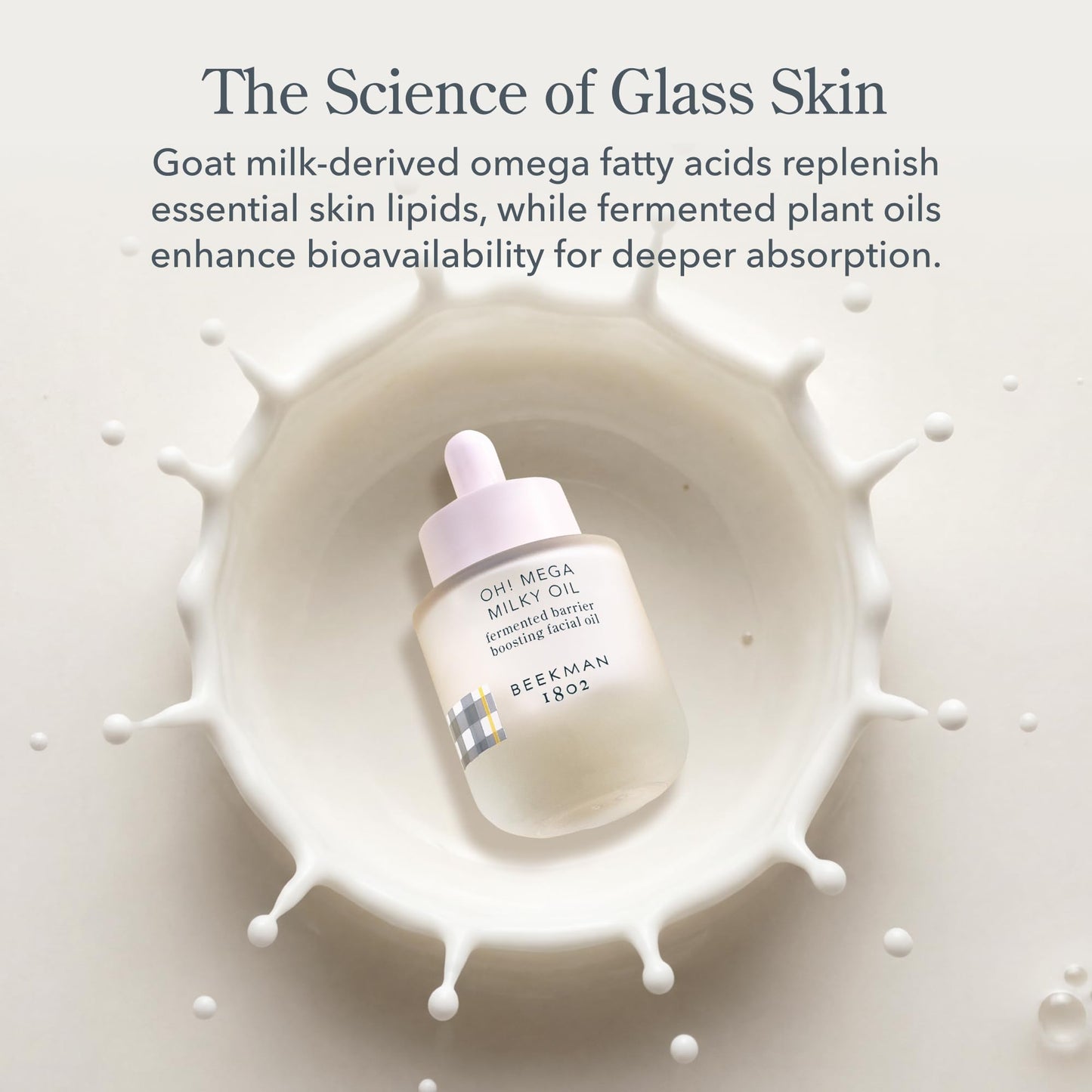 Beekman 1802 Oh! Mega Milky Facial Oil Serum – Vitamin C & Niacinamide Serum for Hydration & Barrier Support – Lightweight Face Oil, Non-Greasy, Fragrance Free, Sensitive Skin Safe, 0.5 Fl Oz