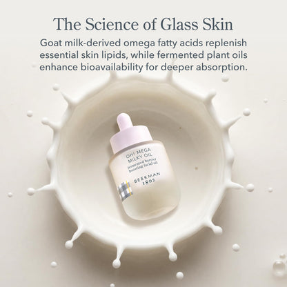 Beekman 1802 Oh! Mega Milky Facial Oil Serum – Vitamin C & Niacinamide Serum for Hydration & Barrier Support – Lightweight Face Oil, Non-Greasy, Fragrance Free, Sensitive Skin Safe, 0.5 Fl Oz