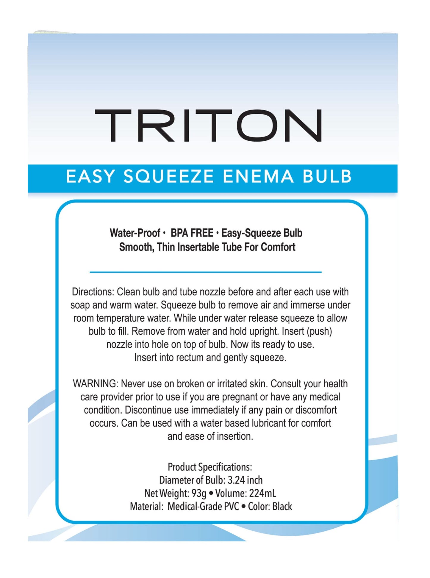 Shibari Triton Easy Squeeze Enema Bulb, Flexible Tip for Ultimate Comfort, BPA & Phthalates-Free, Ease Anal Silicone Douche for Men & Women, 7.4 Fl Oz Capacity (Black)