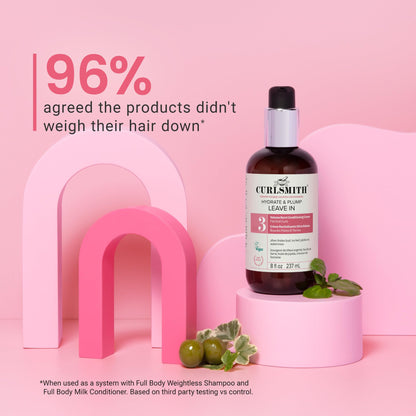 CURLSMITH Hydrate & Plump Leave In Conditioner for Curls, Lightweight Volumizing Conditioner For All Curl Types, Vegan & Cruelty-free (8 oz)