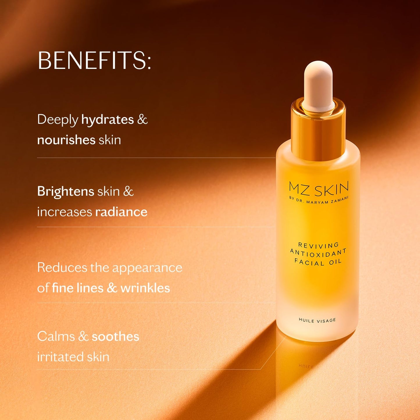 MZ SKIN Reviving Antioxidant Facial Oil 1.01 fl oz | Omega-Rich Seed Oils, Mastic Tree & Phytocannabinoid Complex | Nourishes, Firms & Calms