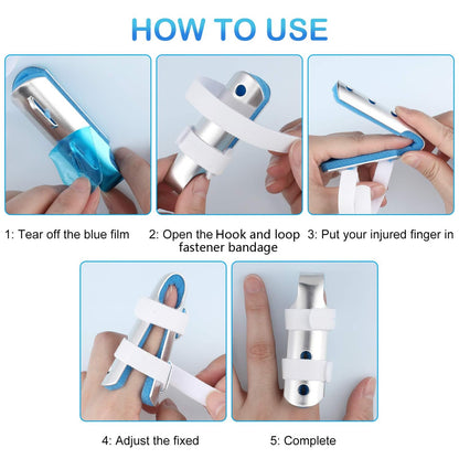 BBTO 10 Pieces Finger Splints Metal Padded Support Finger Stabilizer with Soft Foam Interior and Loop Straps, 3 Sizes(10 Pieces,Blue)