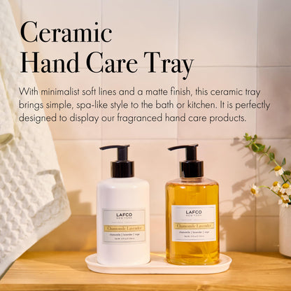 LAFCO New York Hand Care Trio, Chamomile Lavender - Includes Liquid Soap, Hand Cream & Ceramic Tray - Made in Italy