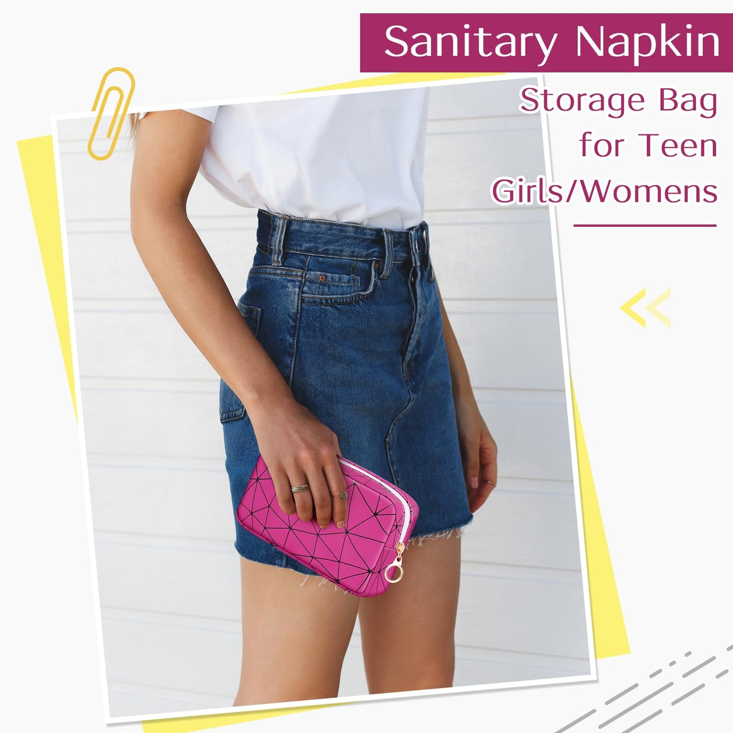 Tampon Holder for Purse, Leather Period Bag Sanitary Napkin Storage Bag for Girls Womens, Portable Feminine Emergency Pad Period Pouch(Rose red)