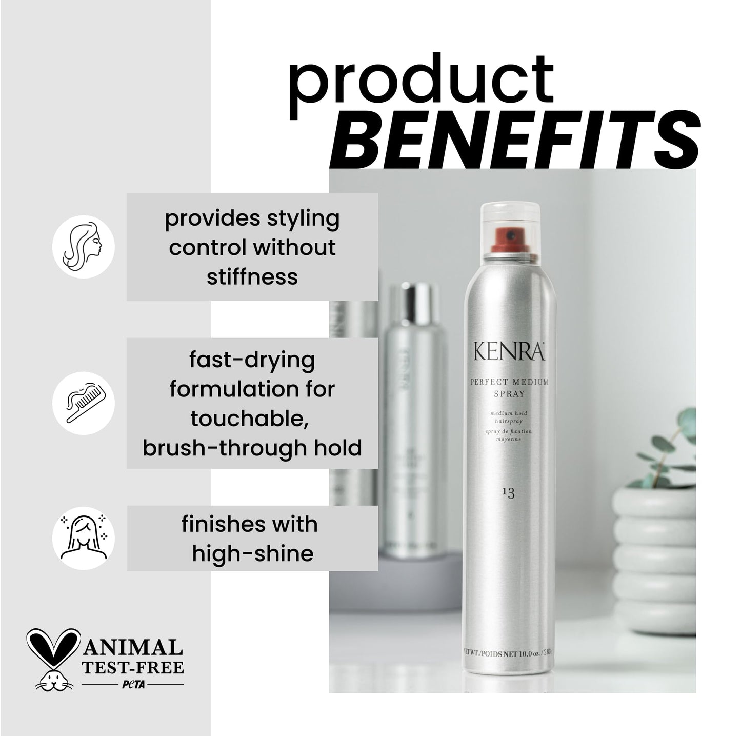 Kenra Professional Perfect Medium Spray 13 | Provides Styling Control Without Stiffness | Medium Hold | Fast-Drying Formulation | High Shine Finish | All Hair Types