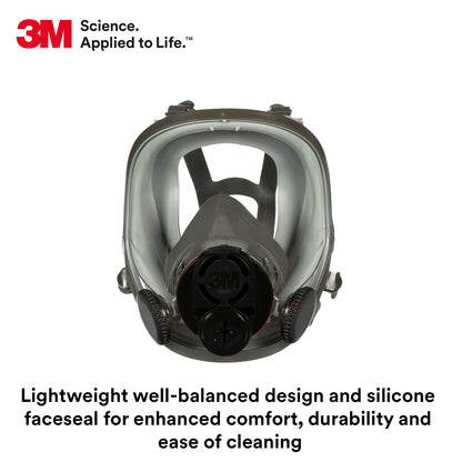 3M Full Facepiece Reusable Respirator 6700DIN, NIOSH, Respiratory Protection, Large Lens, ANSI, Lightweight, Silicone Faceseal, Cool Flow Valve, Easy Clean, Bayonet Connections, Cleaning, Sanding, S