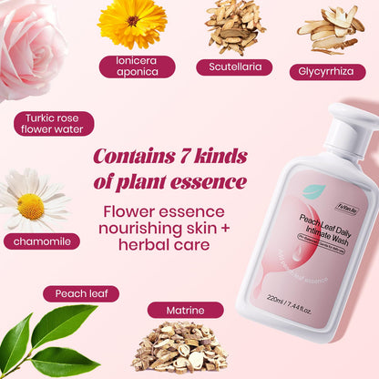 Peach Leaf Feminine Wash For intimate area Hygiene and Itchy, pH Balanced Body Wash with Lactic Acid For Sensitive Skin, Gentle Hydration, Odor Neutralization & Daily Hygiene, 220ml/7.44oz