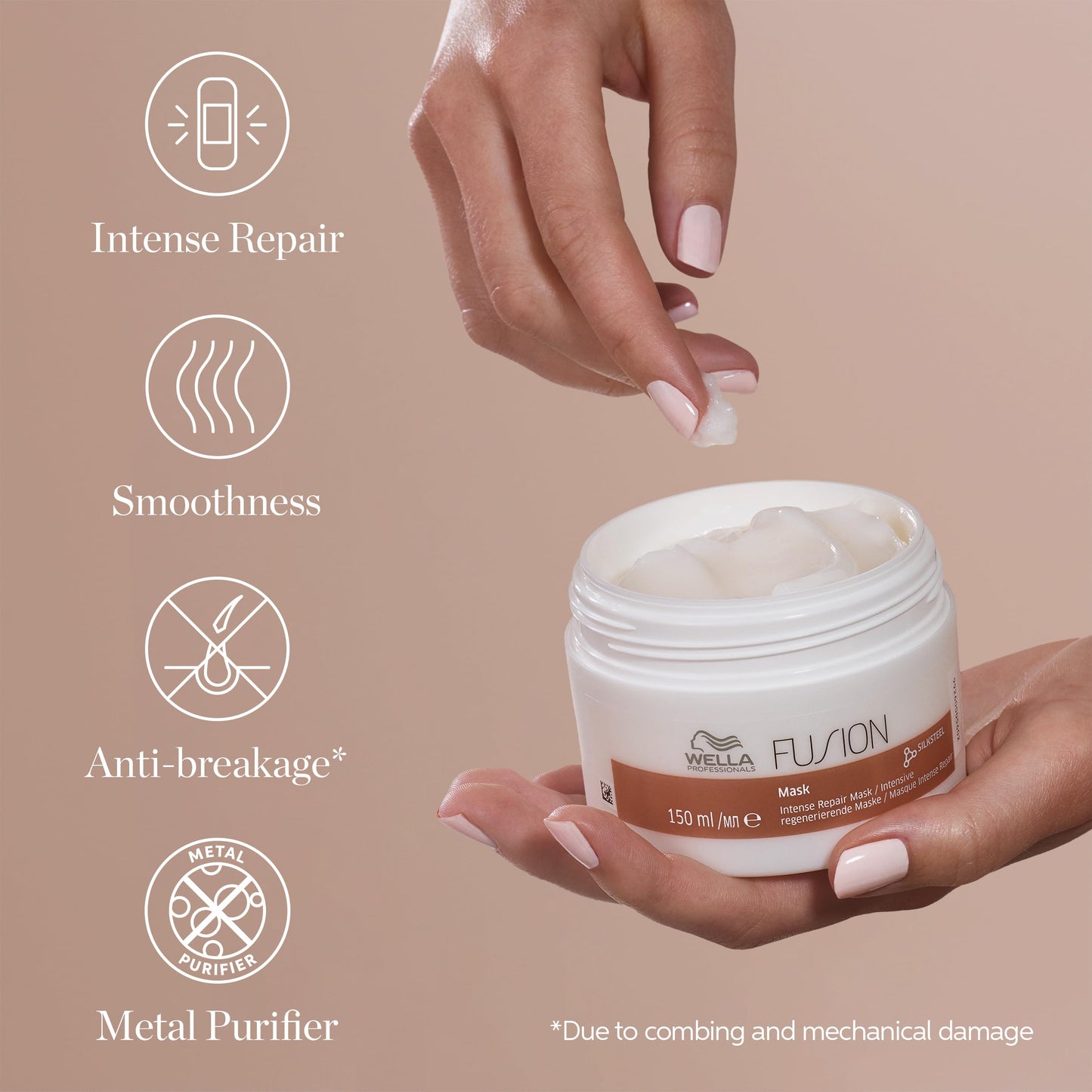 WELLA PROFESSIONALS Fusion Intense Repair Hair Mask for Damaged Hair, Treatment for Hair Repair & Hair Breakage