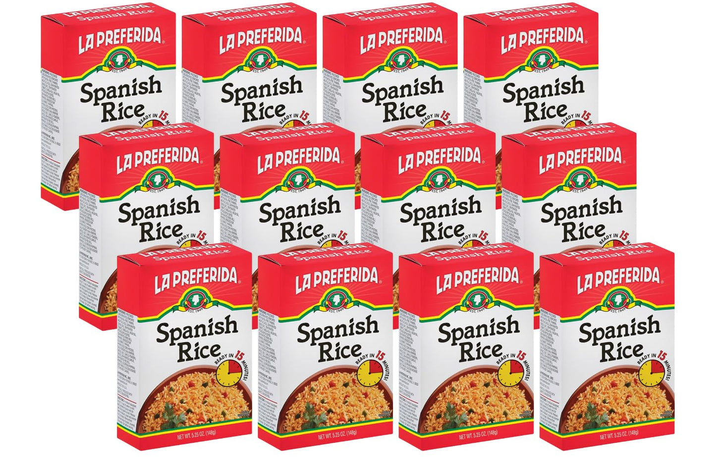La Preferida Boxed Spanish Rice (Fluffy Mexican-Style Rice with Bell Peppers) – Ready in 15 Minutes. A Quick Side Dish for Any Meal. Vegan & Vegetarian-Friendly, 5.25 oz. (Pack of 12)
