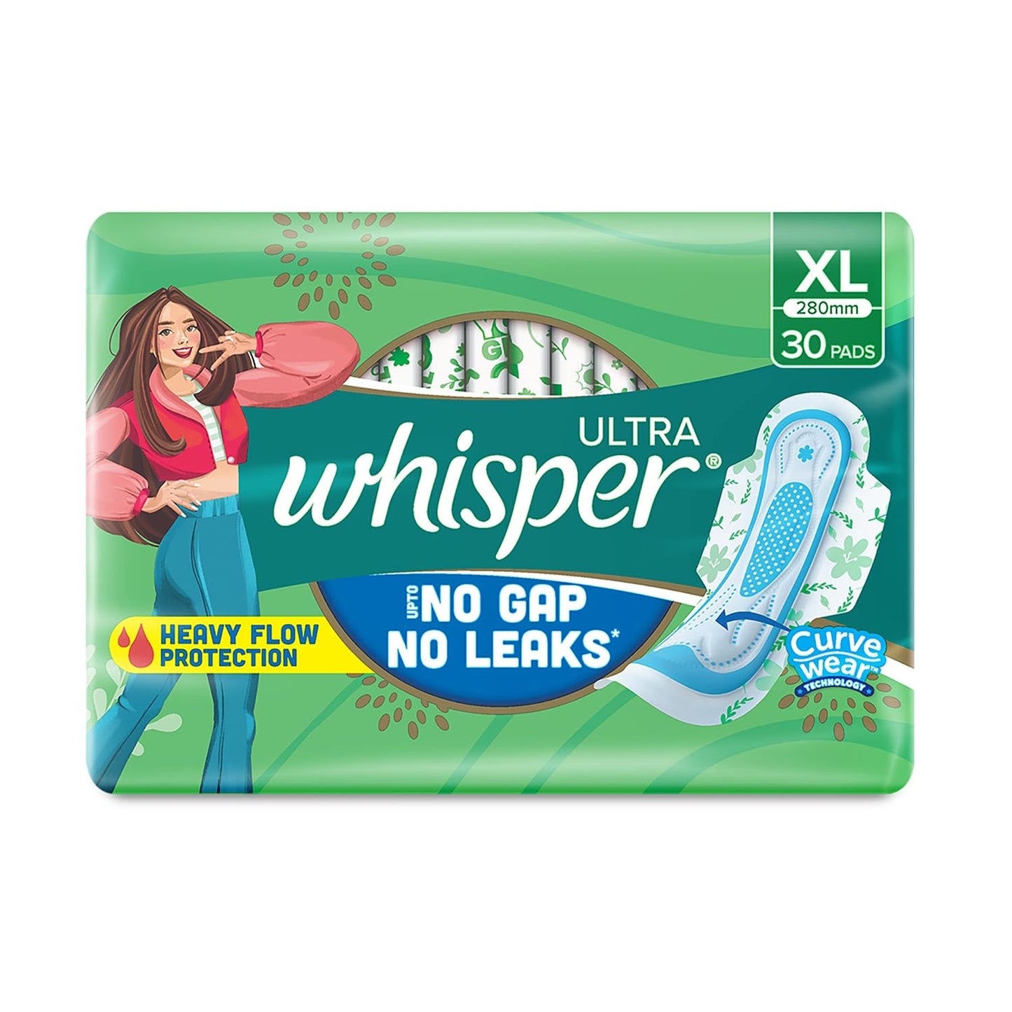 Whisper Ultra Clean Sanitary with Wings - 30 Pieces (XL)