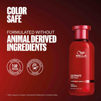 Wella Professionals ULTIMATE REPAIR Shampoo for Damaged Hair | Repairs, Strengthens, & Moisturizes with AHA & Omega-9 | For All Hair Types