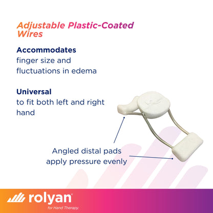 Rolyan Sof-Stretch Extension Splint, 5-Pack, Small, White, Finger Brace with Adjustable Fit, Lightweight & Latex-Free Support for PIP Joint Extension, Boutonniere Deformity & Edema, Hand Washable