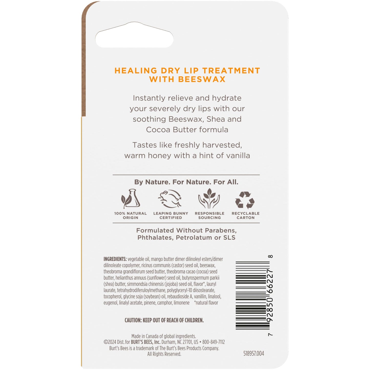 Burt's Bees Easter Basket Stuffers, Lip Balm, Beeswax, Cucumber Mint, Coconut & Pear, and Vanilla Bean, With Responsibly Sourced Beeswax, Tint-Free, Natural Origin Lip Treatment, 4 Tubes, 0.15 oz.
