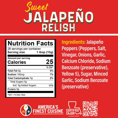 Ragin' Cajun Candied Jalapeño Slices - 14 fl oz Jar, Pack of 4, All Natural - Sweet Spicy Louisiana Condiment for Nachos & Burgers