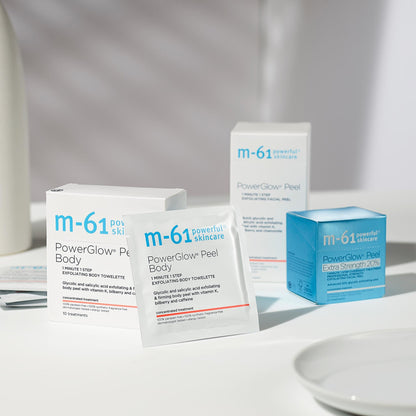 m-61 PowerGlow Peel Body | Exfoliating Body Towelette With Glycolic And Salicylic Acid. 1 Minute, 1 Step - 10 Treatments