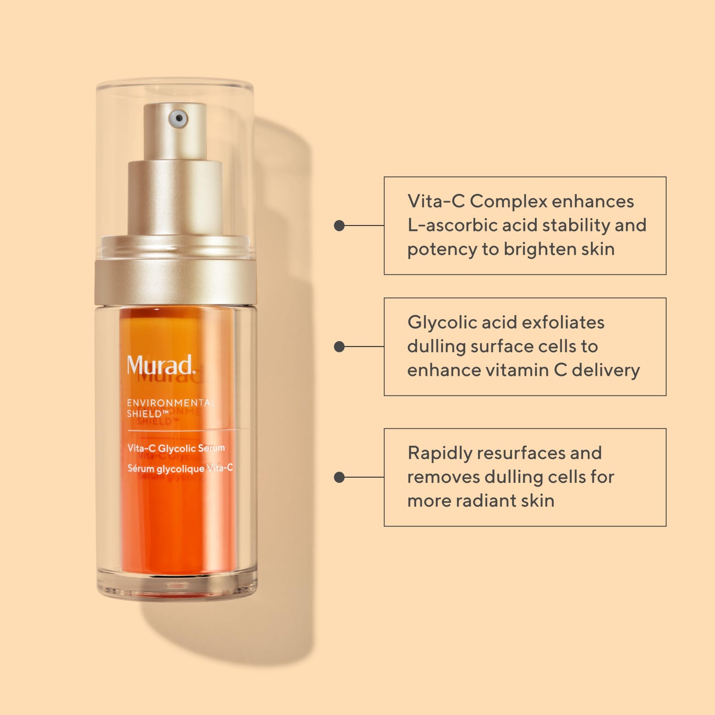Murad Vita-C Glycolic Serum - Advanced Brightening Vitamin C and Glycolic Acid Face Serum for Improved Skin Tone and Texture - Gold-Stabilized Vitamin C for Enhanced Efficacy and Potency