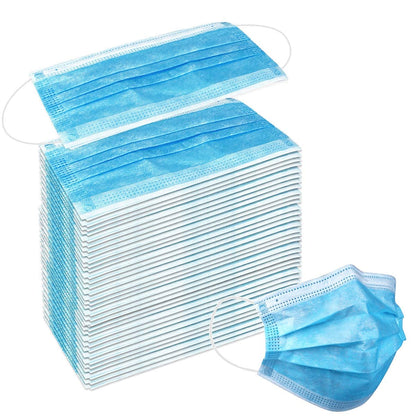 Disposable Face Masks, 3Ply Safety Face Mask, 50 PCS - 3 Layers Blue Protective Face Mask For Daily Use, Breathable Facemasks, Anti-Dust Disposable Mask with Earloop for Personal Care