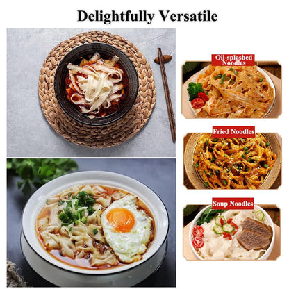 Fraunitsh Knife Sliced Noodles 17.63oz/500g, Instant Knife Shaved Noodles Wavy Knife Cut Noodles Unflavored, Chinese Asian Flat Dry Wide Noodles Hand-Cut Noodles, dao xiao mian, Quick Cooking