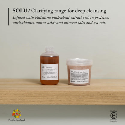 Davines SOLU Sea Salt Scrub Cleanser | Refresh and Clarify Hair and Scalp | Remove Residue And Impurities