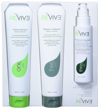 REVIV3 Procare 30 Day Trial Kit - 3-Part System for Fine and Thinning Hair - Sulfate and Paraben Free - Leave-In Hair Treatment Shampoo and Conditioner - Thinning Hair Treatment for Men and Women