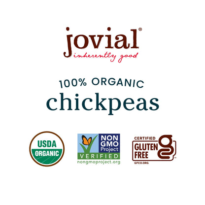 Jovial 100% Organic Chickpeas - Chickpeas, Organic Chickpeas, No Saturated Fat, Gluten Free, Recyclable Glass, Great Source of Fiber, No Additives or Preservatives, Product of Italy - 13 Oz