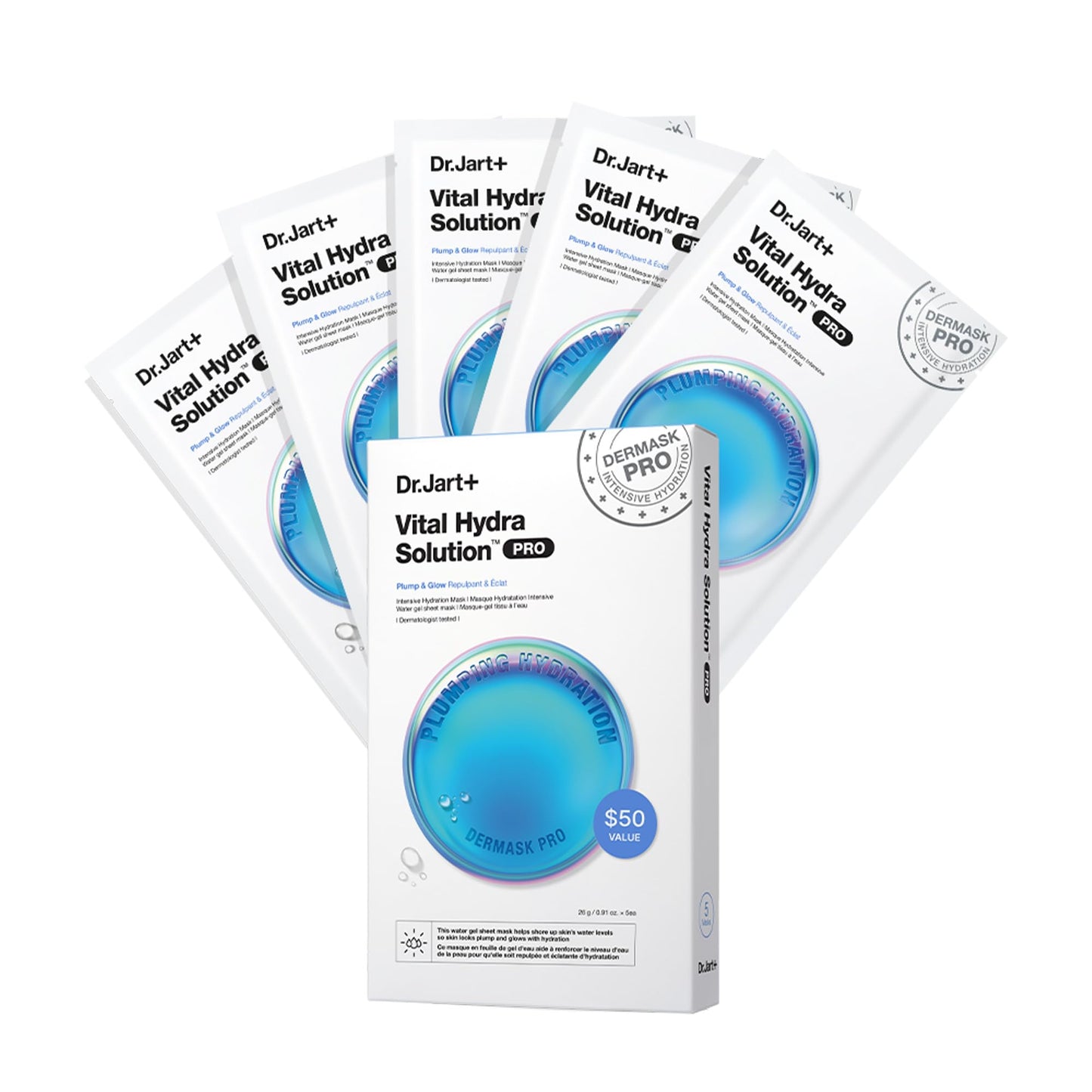 Dr.Jart+ Dermask Vital Hydra Solution Glow Korean Face Mask with Hyaluronic Acid for Glass Skin | Sheet Mask | Korean Skin Care