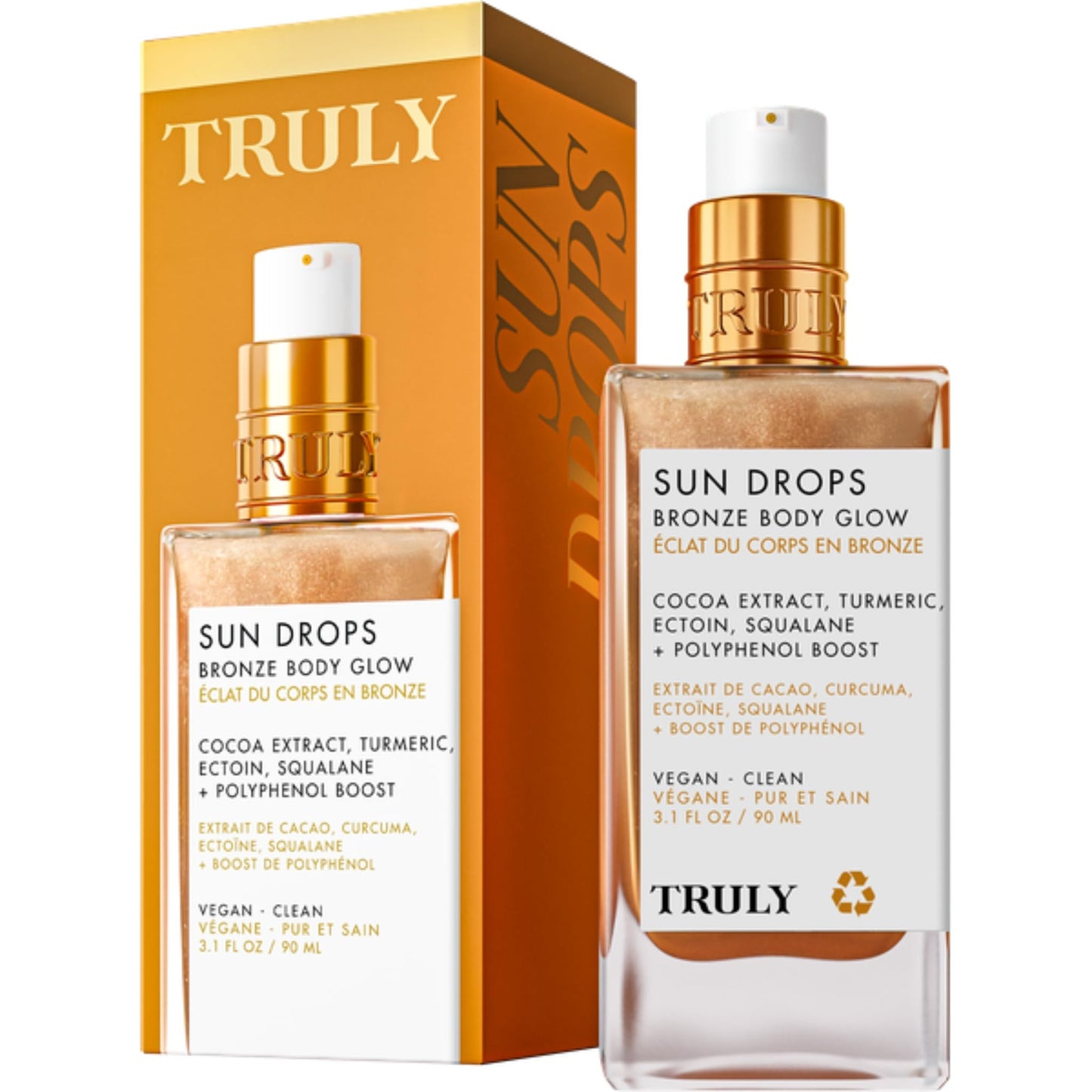 Truly Sun Drops Bronze Body Glow Oil – Bronzing Oil for Radiant Skin, Hydrating Body Shimmer with Turmeric & Cocoa Extract, Lightweight Non-Greasy Illuminating Formula for All Skin Tones