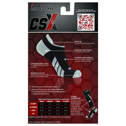 CSX Ankle Socks, Arch Support Compression, Men and Women Low Cut Fi