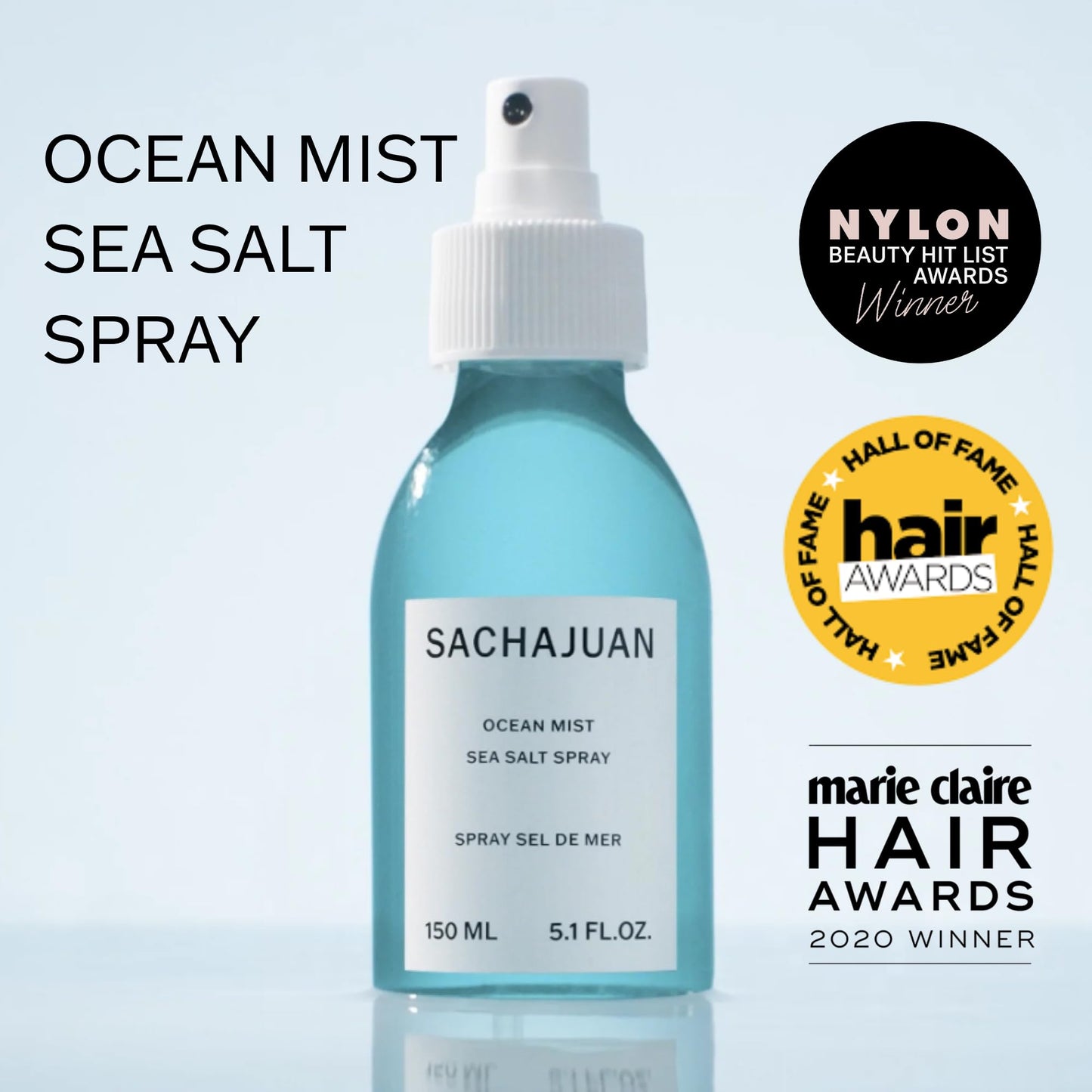 SACHAJUAN Ocean Mist Sea Salt Spray | Professional Texturizing Spray for Effortless Beach Waves | Instant Volume & Body with Matte Finish | Ocean Silk Technology | 5.1 fl oz