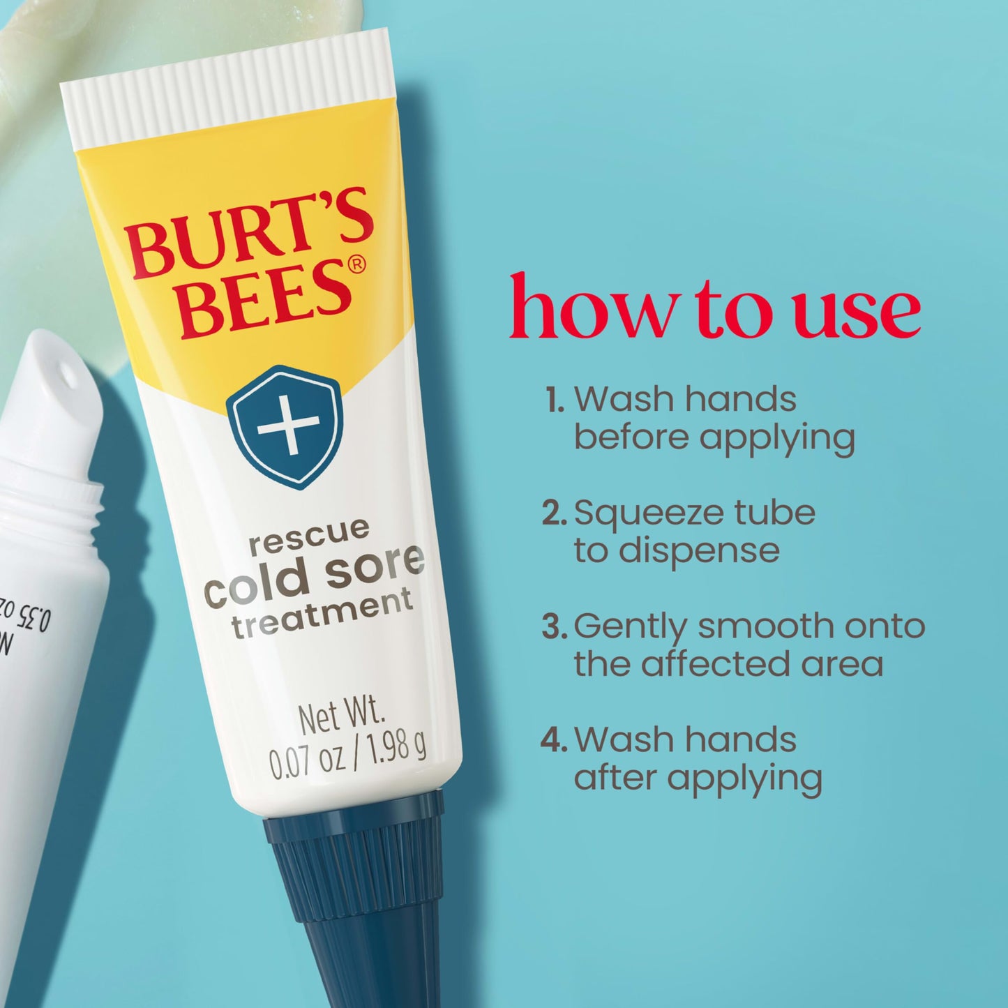 Burt's Bees Cold Sore Treatment and Medicated Lip Balm, With Menthol and Eucalyptus Oil, Natural Origin Skincare, 2 Tubes, 0.07 oz./0.15 oz.